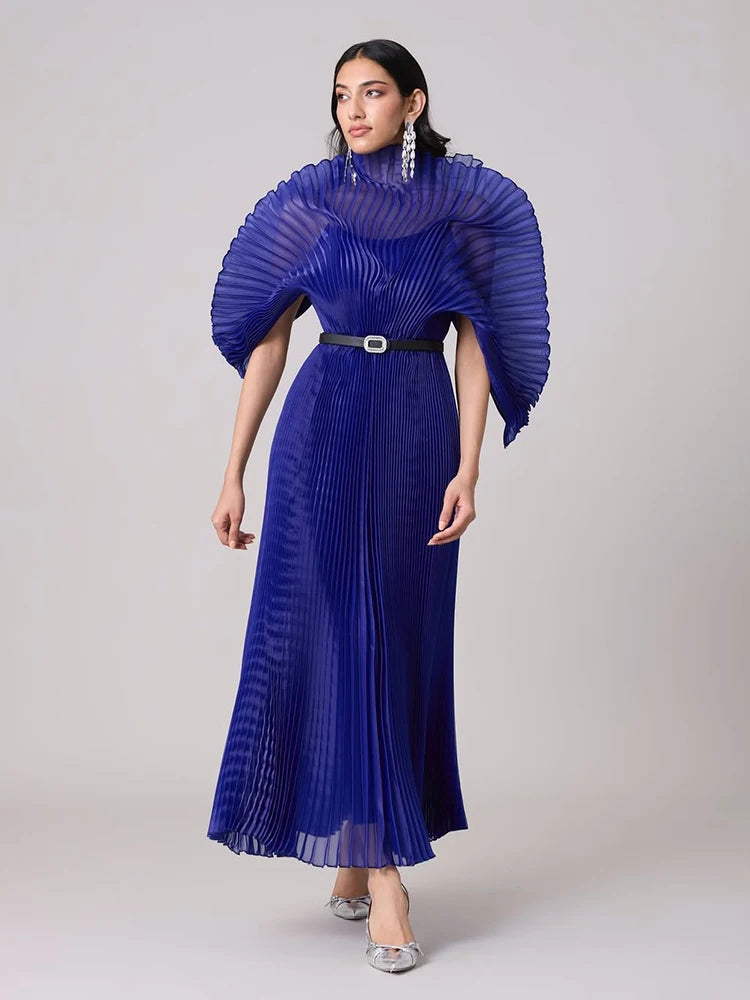 Plus Size Pleated Dresses For Women Elegant Evening Party African Prom Dress Luxury Casual Female Fashion Clothing High Quality