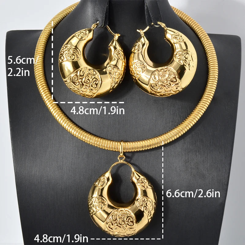 ZEADear African 18K Gold Color Jewelry Set for Women Flower Leaf Earrings Pendant Necklace Nigerian Italian Wedding Party Gift