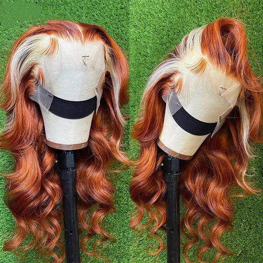 Sheila - Luxury Ginger Body Wave Lace Front Wig 613 Blonde Colored Money Piece Face Frame Highlight