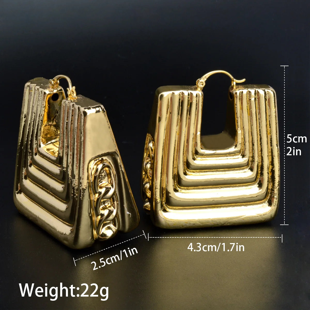 ZeaDear Chunky Smooth Big Earring For Women 18K Gold Color Geometry Drop Ear Ring 2024 For Dubai African Nigeria Wedding Party