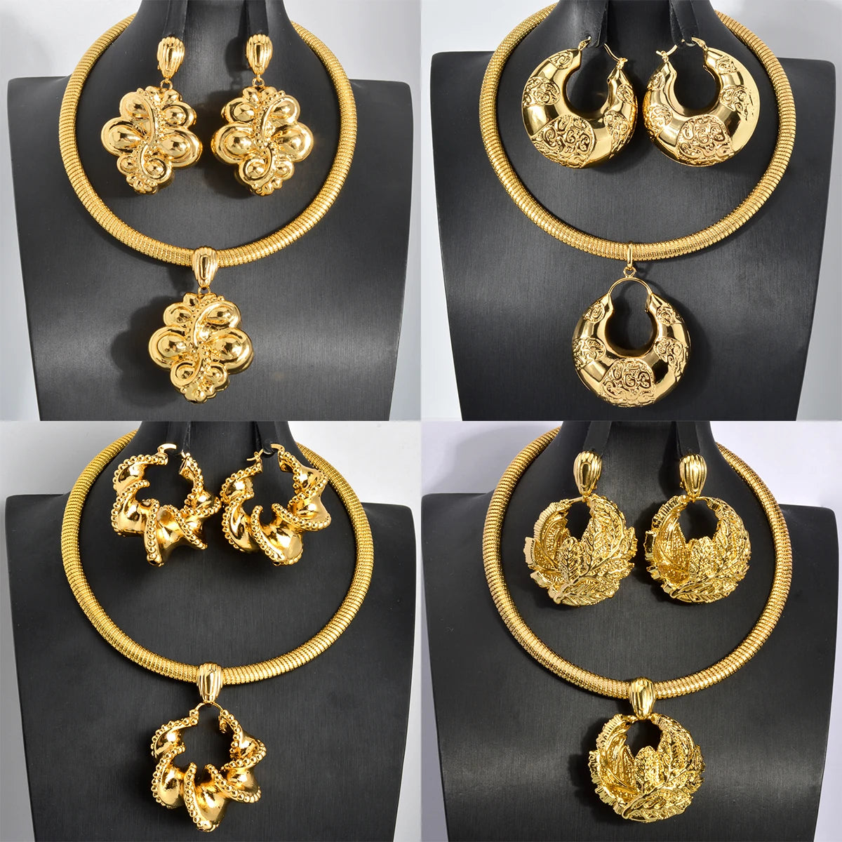 ZEADear African 18K Gold Color Jewelry Set for Women Flower Leaf Earrings Pendant Necklace Nigerian Italian Wedding Party Gift