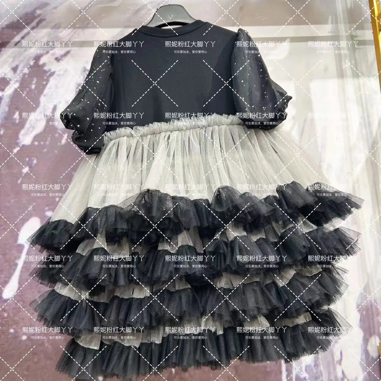 Original Design Age Reduction Puff Sleeve Women T-shirt Elegant Mesh Splicing Ruffles Mid-long Loose Tee Dress Princess Top