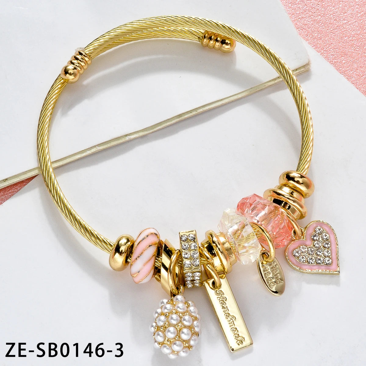 ZEADear DIY Jewelry Pandora Bracelet Gold Color Stainless Steel Cable Wire Bangle Y2K Enamel Heart Charm For Women Girl Birthday