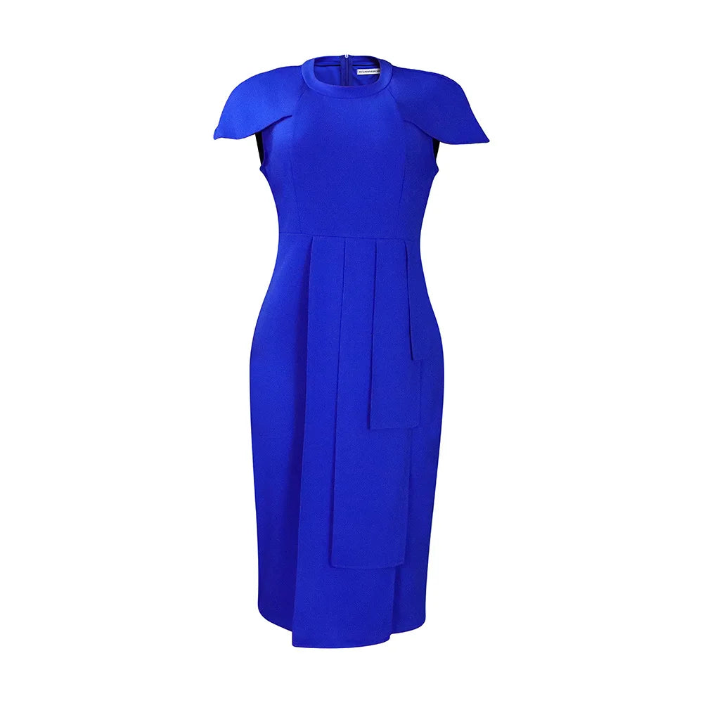 Modest Church Dresses for Women Elegant Classy Bodycon Short Sleeves Ruffles Party Office Ladies Midi Female Gowns African New