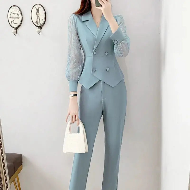 Blazer Sets Trend Jacket for Women Elegant Set 2 Pieces Luxury Luxury Women's Suits Two Parts Tailoring Korean Clothing Coat Hit