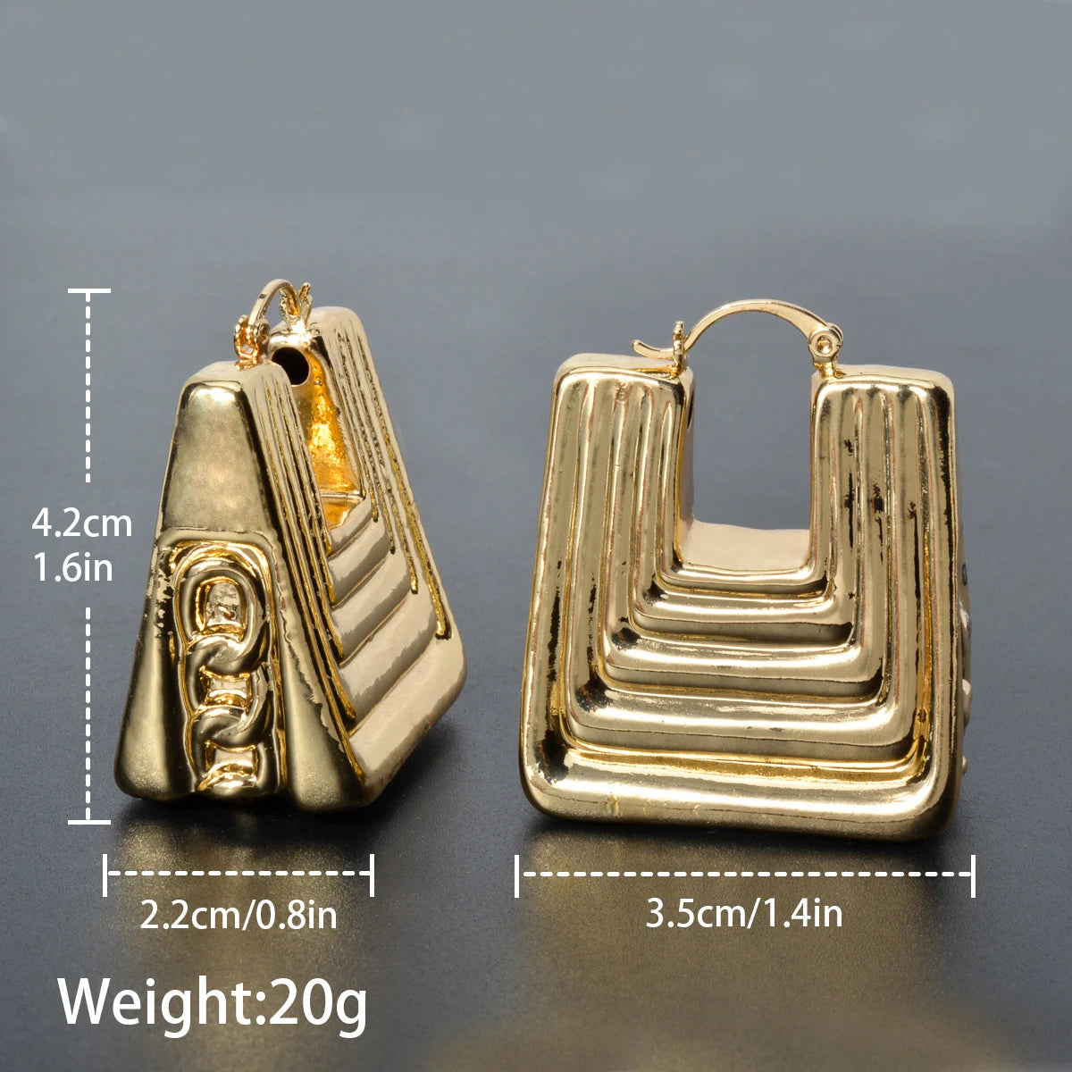 ZeaDear Chunky Smooth Big Earring For Women 18K Gold Color Geometry Drop Ear Ring 2024 For Dubai African Nigeria Wedding Party