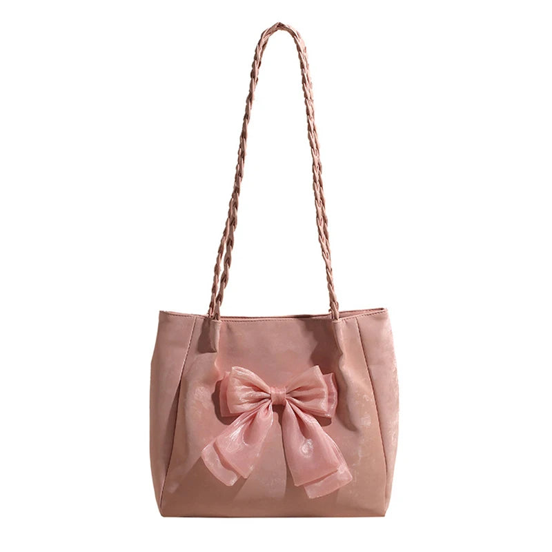 Large Capacity Butterfly Shoulder Bag Vintage Ballet Style Bag PU Leather Tote Bag Women Handbag Fashion Underarm Backpack