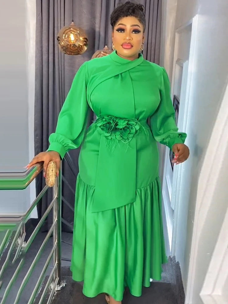 Long Sleeve Mermaid Dresses For Women Dubai African Kaftan Abayas 2024 Wedding Party Evening Gown Elegant Office Ladies Clothing