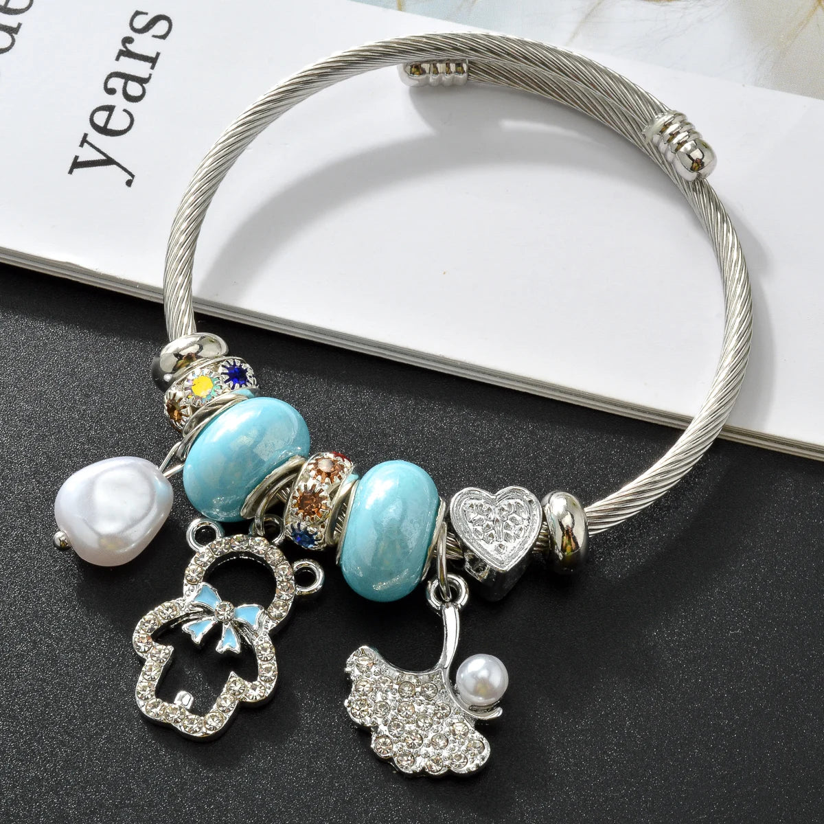 ZEADear Jewelry Silver Color Stainless Steel Cable Wire Bangle Pandora Bracelet With Bear Butterfly Charm For Girls 2023 New