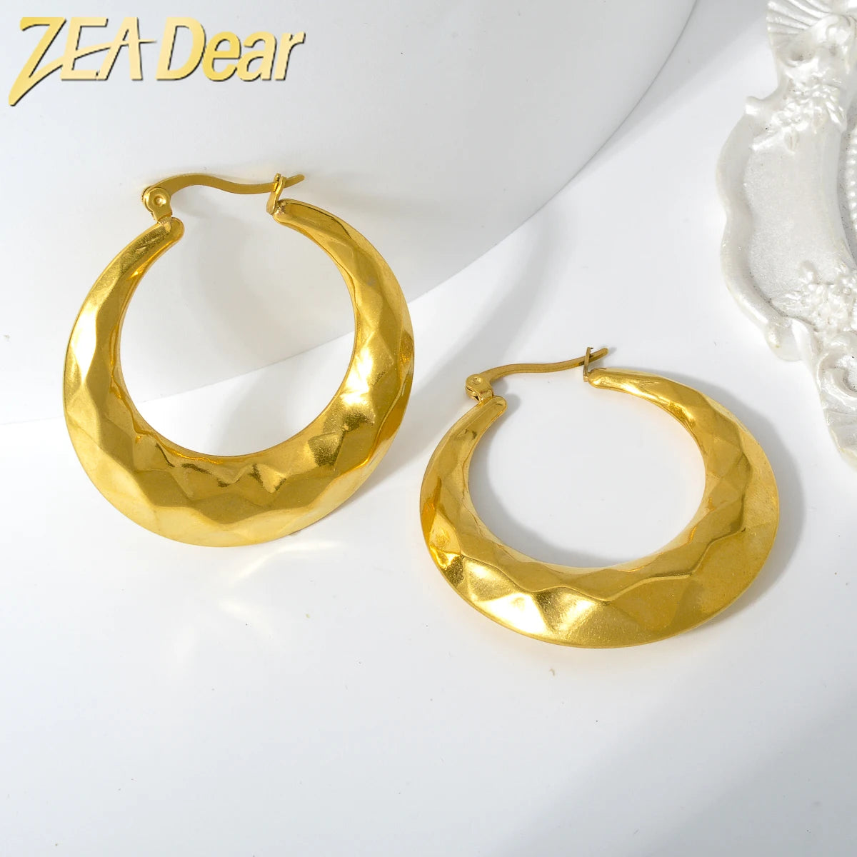 ZEADear Jewelry Gold Color Large Drop Earring Fashion Statement Stainless Steel Piercing Ear Jewelry For Women Party Gifts