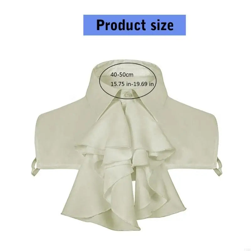 49ME Removable Shirt Collar Elegant Ruffled Front Jabot Half Blouse Layering Faux Collar Insert for Womens Victorian Outfit