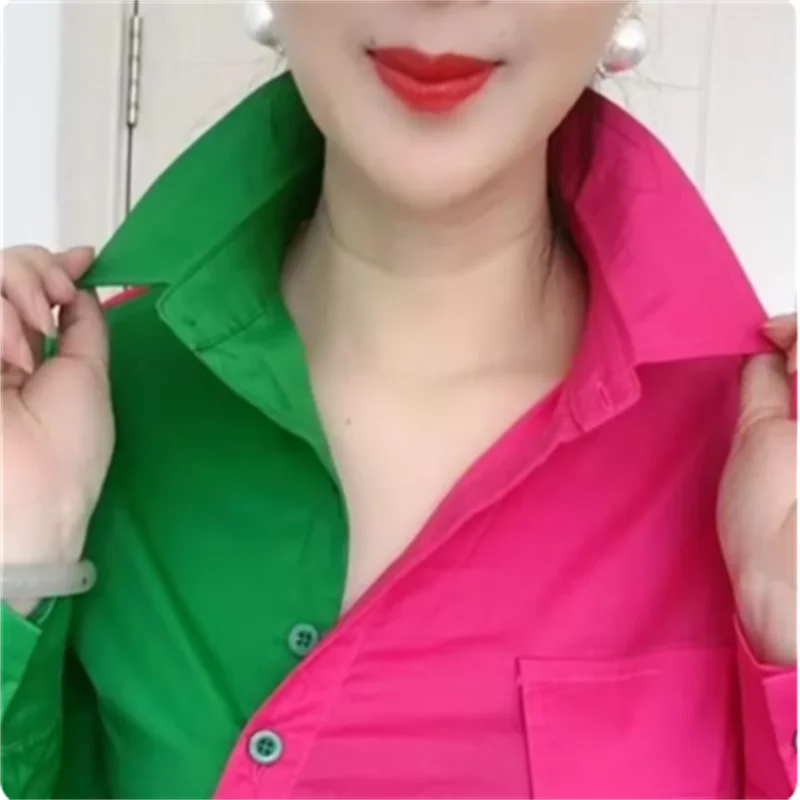 Pretty Girl Elite Essence Button-Up – Salmon Pink & Apple Green