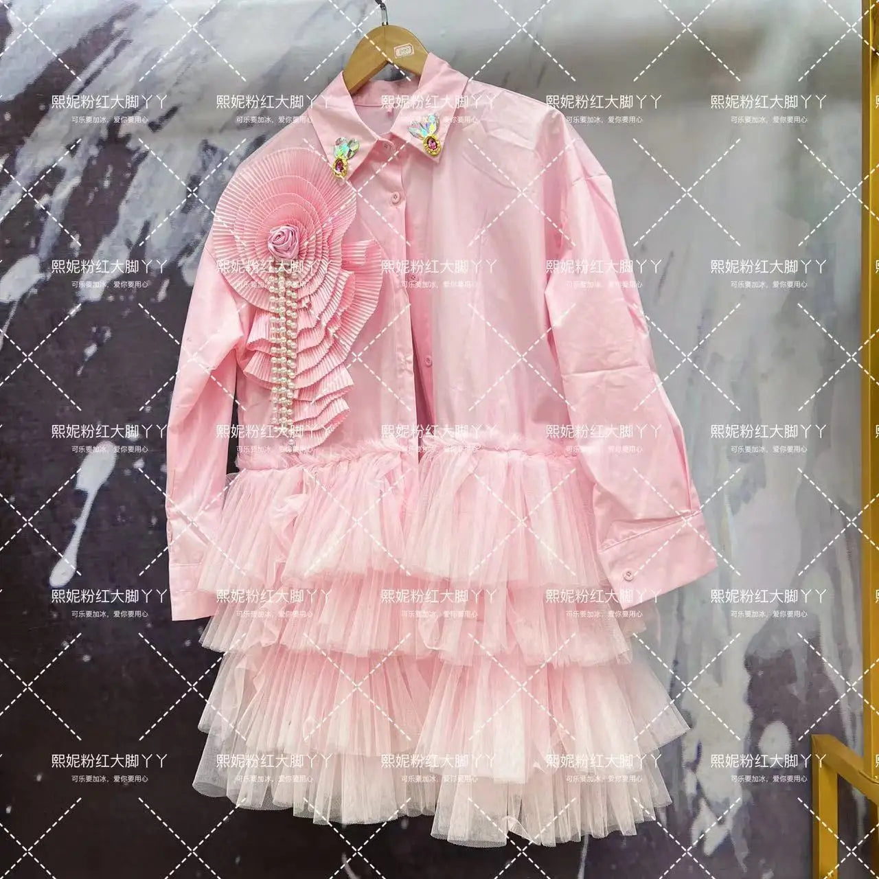 Original Design 2024 New Spring Long Sleeve Women Blouses Cute Princess Pink Cardigans Top Mid-long Mesh Splicing Fairy Shirts