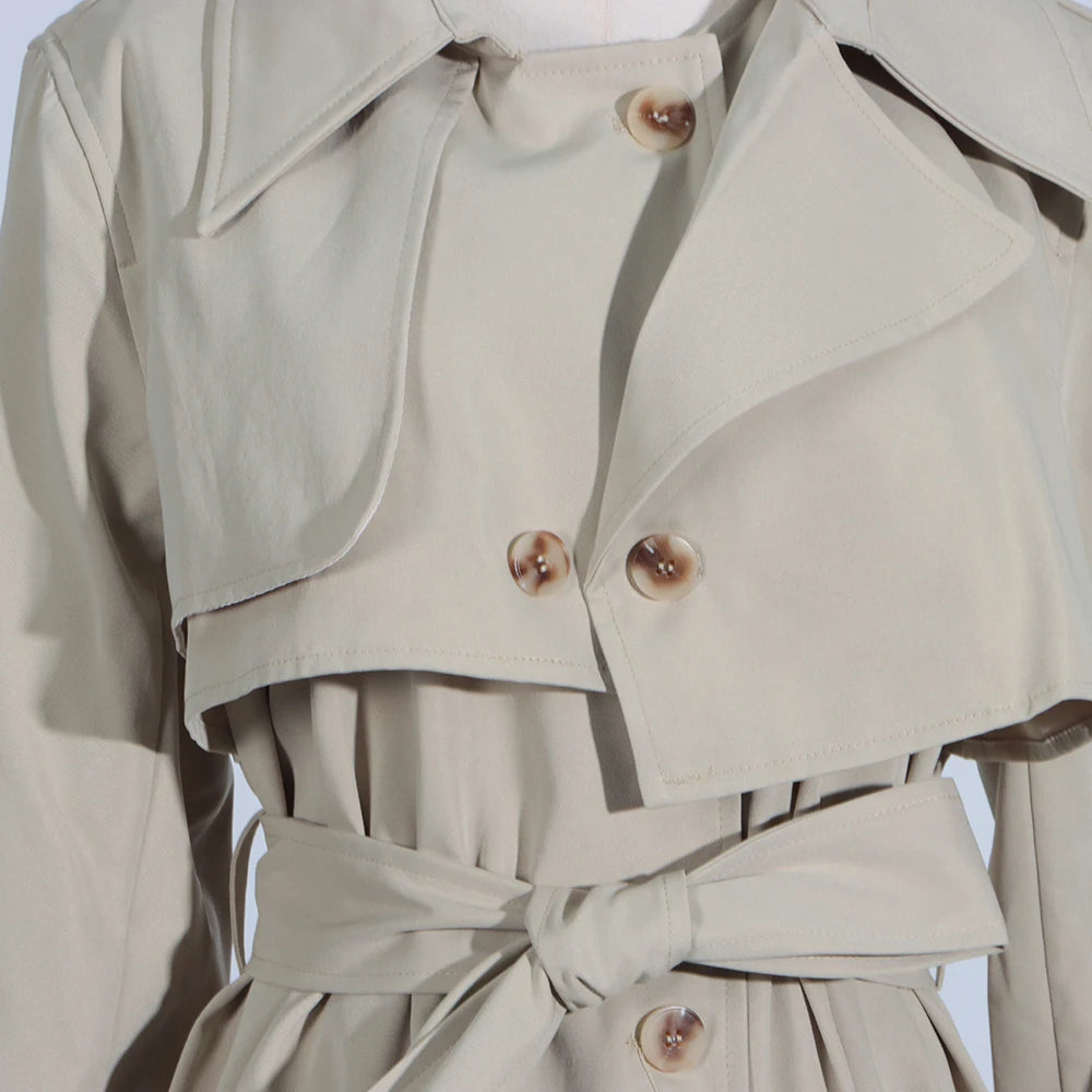 Elegant Asymmetrical Hem Trench Coat