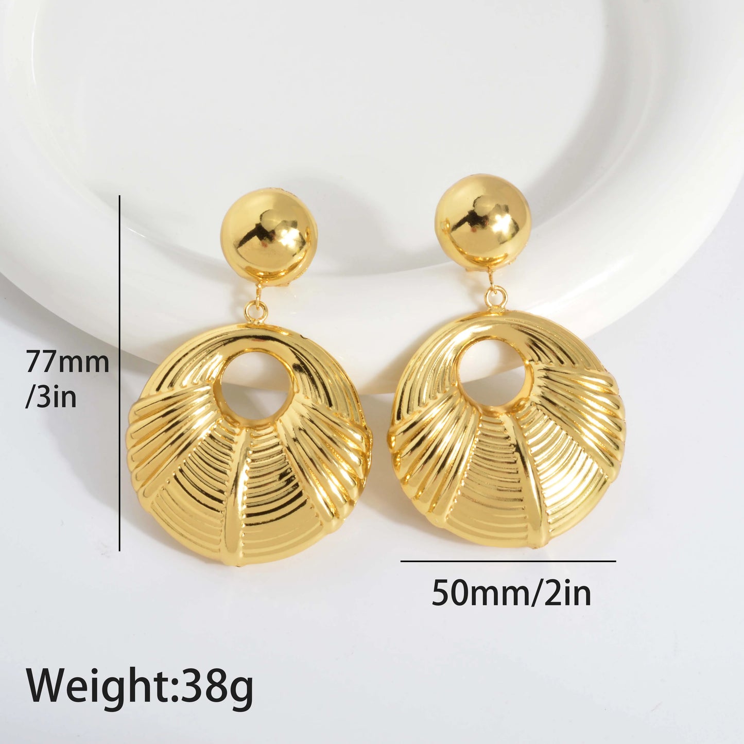 ZEADear Jewelry Large Round Hanging Earrings for Women Circle Ball Ear Drop Gold Color Jewellery Accessories Wedding Party Gift