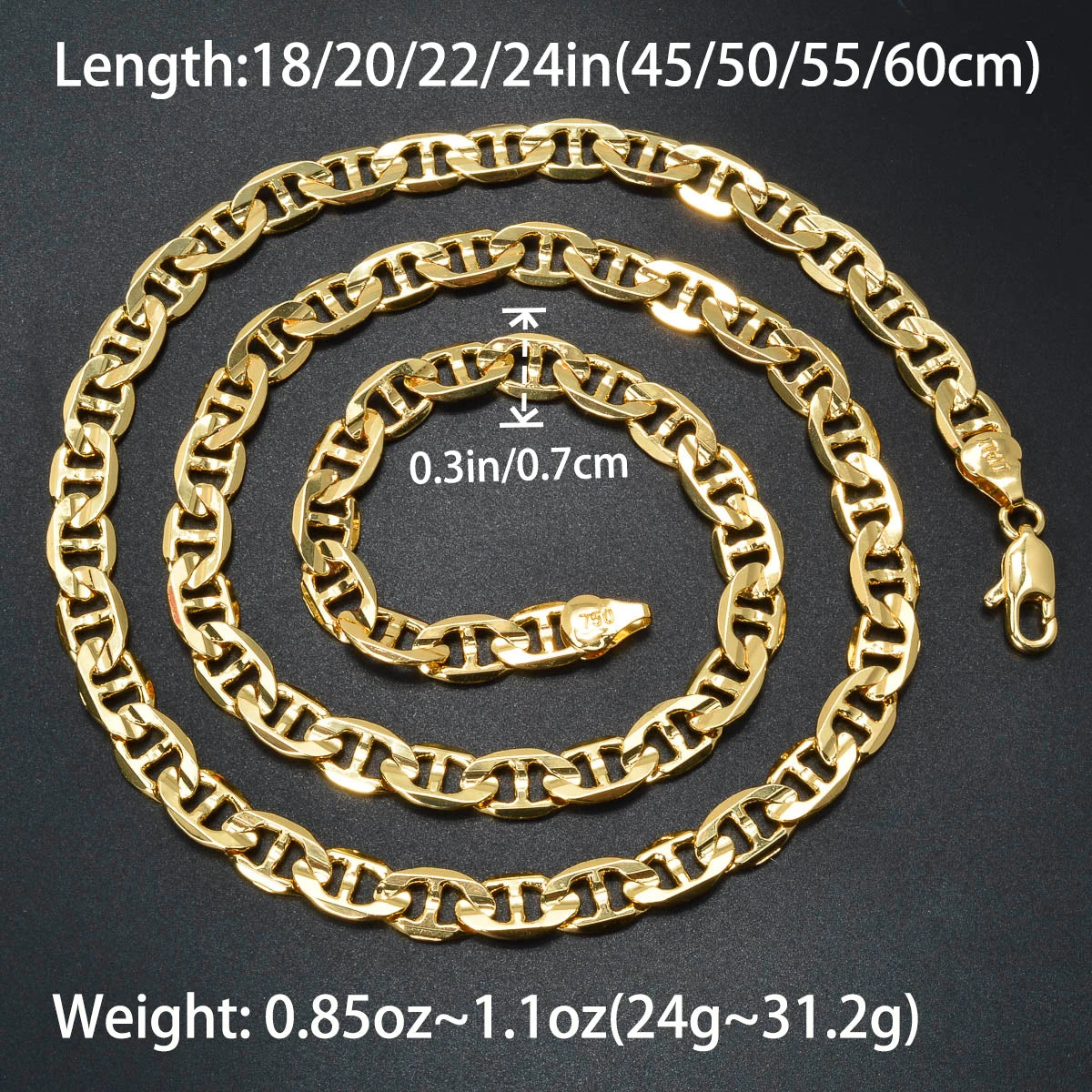 Simple Luxury Italy 750 18k Jewelry Gold Plated Copper Chain Necklace for Women Links Jewelry Man Neck Accessories Charms Gift