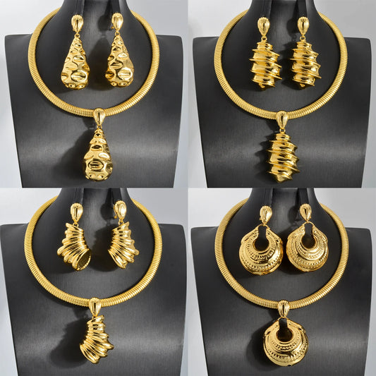 ZEADear African 18K Gold Color Jewelry Set for Women Drop Earrings Pendant Necklace Nigerian Italian Elegance Wedding Party Gift