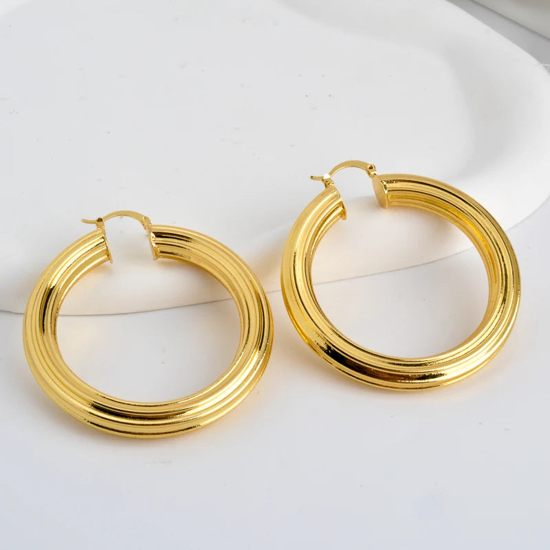 ZeaDear 65MM Big Circle Hoop Earring For Women Gold Plated Thick Large Drop Ear Jewelry For Dubai African Wedding Gift 2024 New