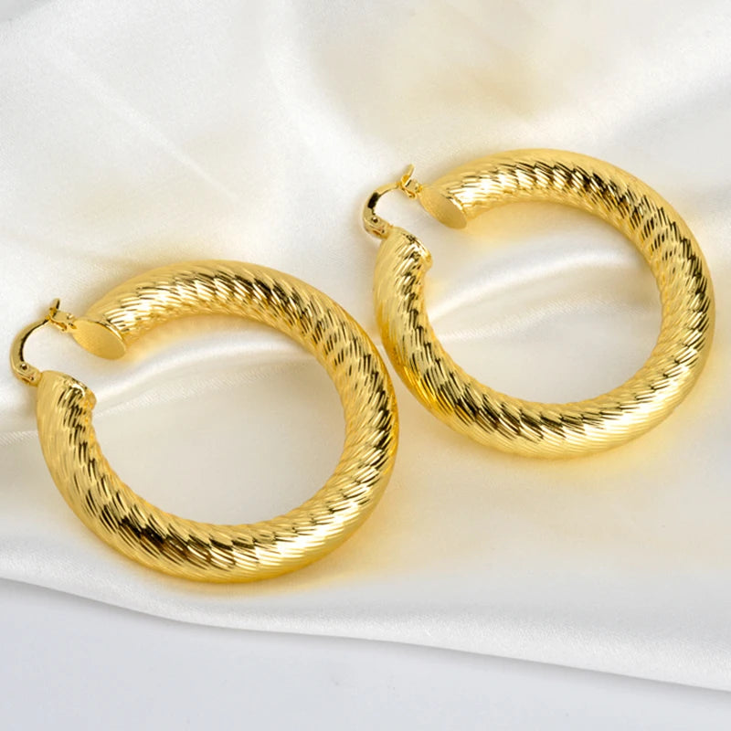 ZeaDear 65MM Big Circle Hoop Earring For Women Gold Plated Thick Large Drop Ear Jewelry For Dubai African Wedding Gift 2024 New