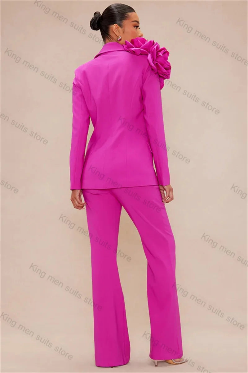 Bold Fuchsia Blazer with Statement Floral Accent