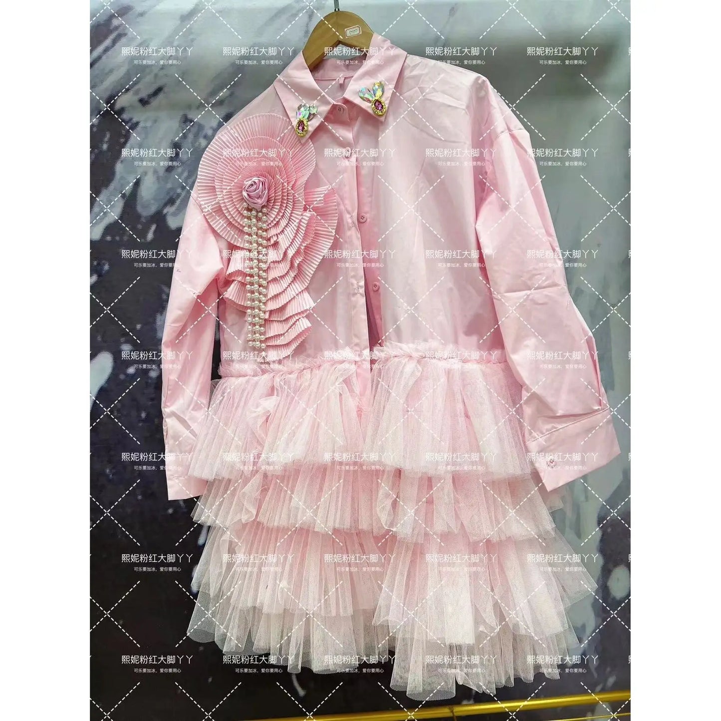 Original Design 2024 New Spring Long Sleeve Women Blouses Cute Princess Pink Cardigans Top Mid-long Mesh Splicing Fairy Shirts