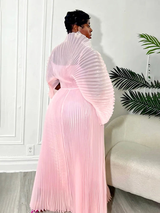 Plus Size Pleated Dresses For Women Elegant Evening Party African Prom Dress Luxury Casual Female Fashion Clothing High Quality