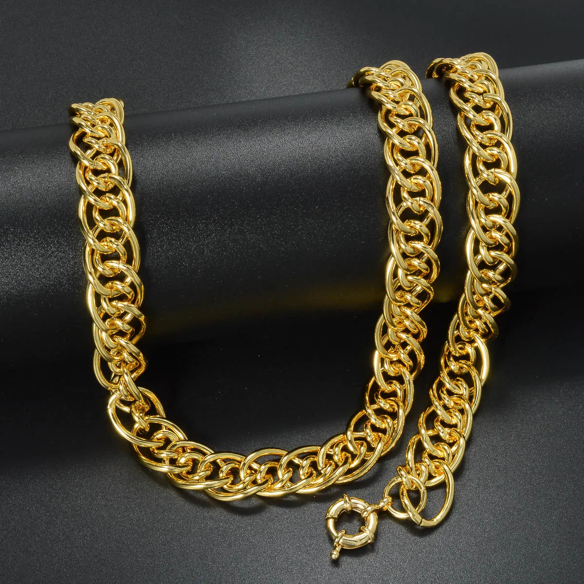 High Quality 18k Gold  Plated Jewelry Copper Chain Necklace Multi Oval Hoop Bracelets Men Trendy Twist Hand Jewellery Women Luxu