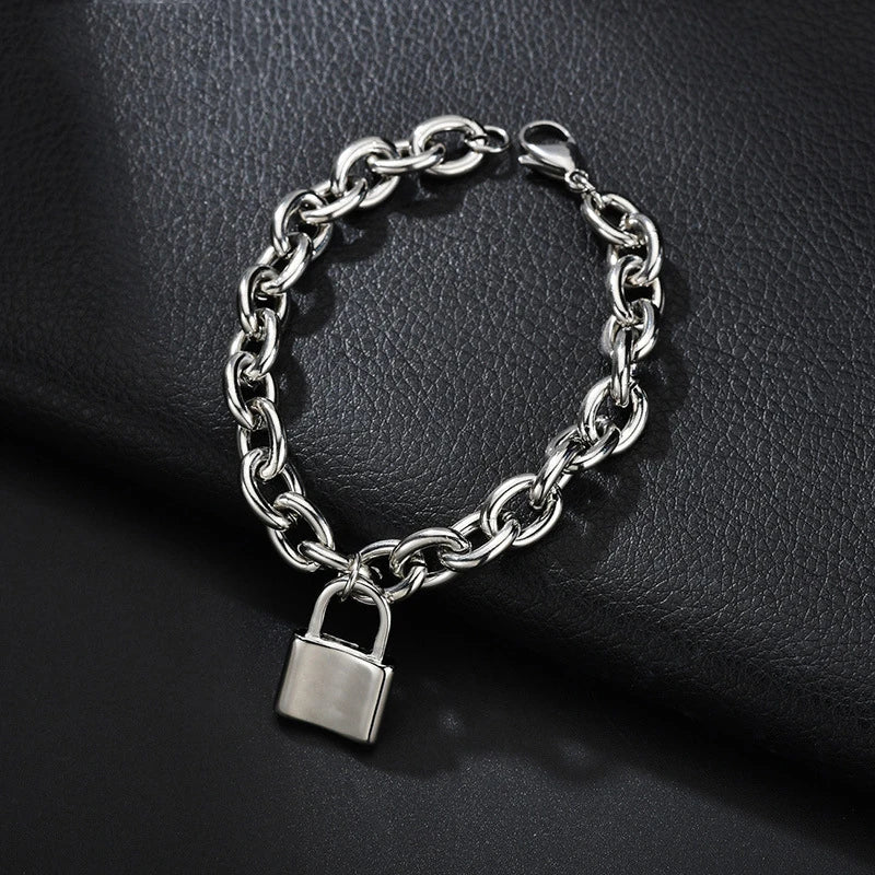 Lock Bracelet Women Stainless Steel O Chain Bracelet on Hand Fashion Charm Bracelet Hip Hop Gifts for Male Accessories Wholesale