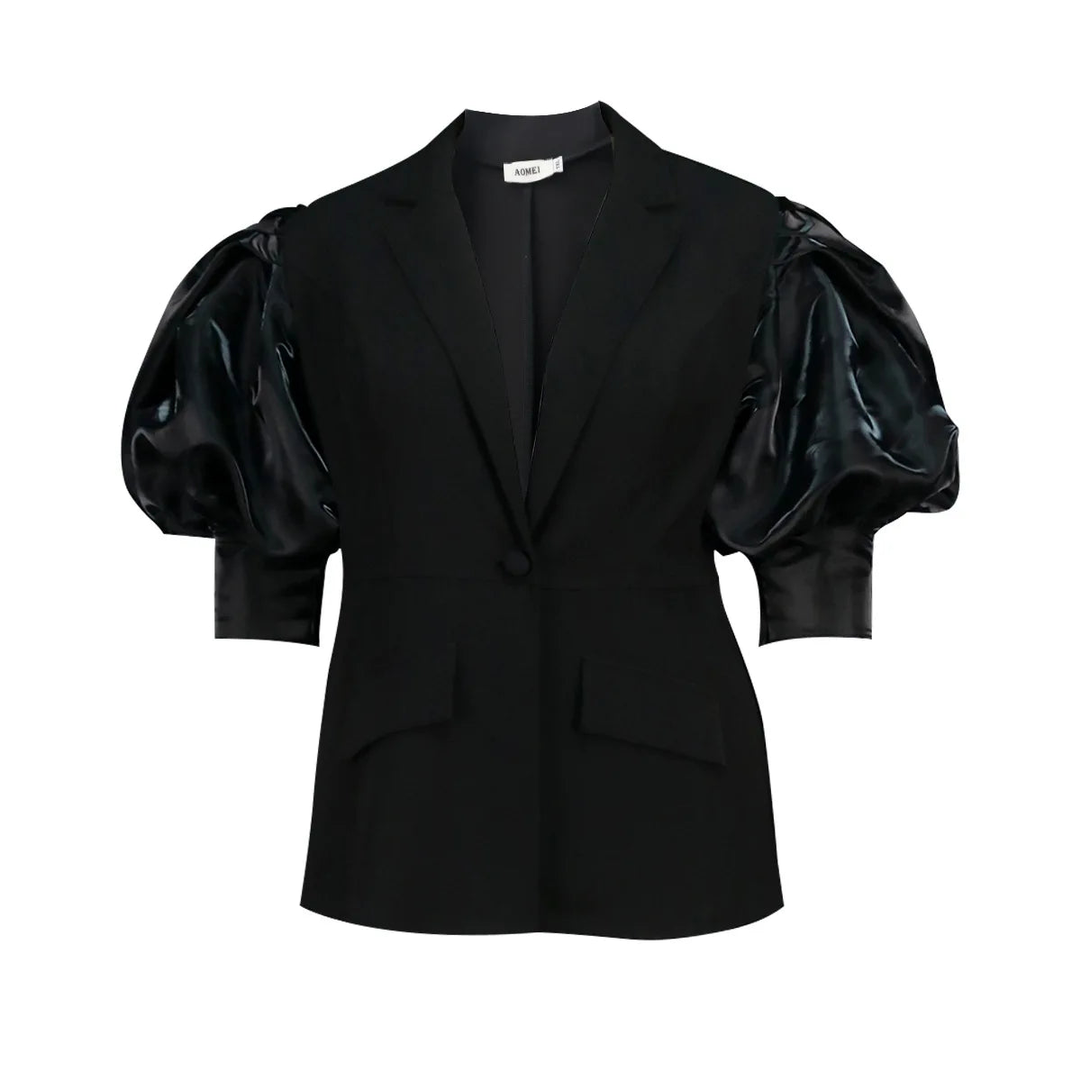 Black Blazer for Women Suit Jacket Office Ladies Business Casual Lantern Sleeves Classy Female Elegant Turn Down Collar Female