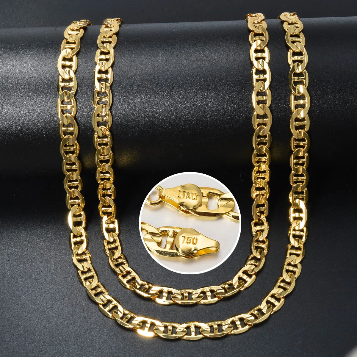 Simple Luxury Italy 750 18k Jewelry Gold Plated Copper Chain Necklace for Women Links Jewelry Man Neck Accessories Charms Gift