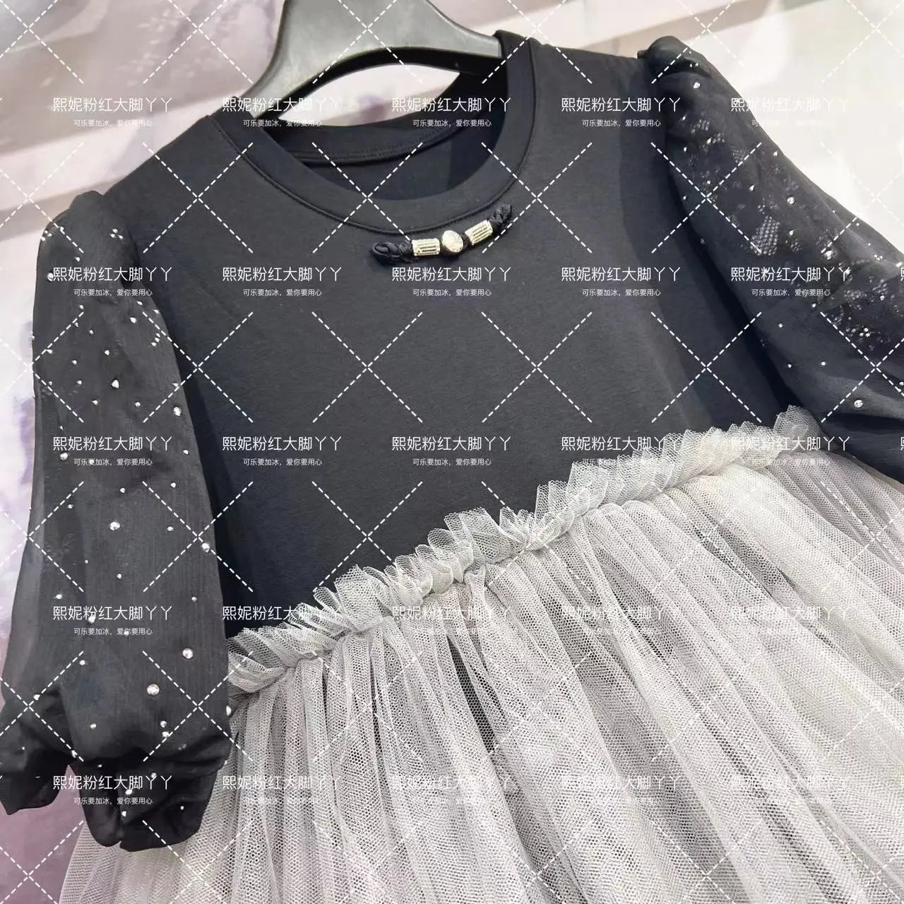 Original Design Age Reduction Puff Sleeve Women T-shirt Elegant Mesh Splicing Ruffles Mid-long Loose Tee Dress Princess Top