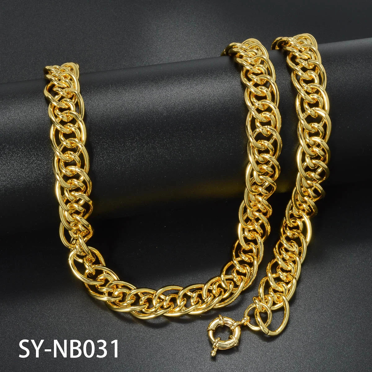 High Quality 18k Gold  Plated Jewelry Copper Chain Necklace Multi Oval Hoop Bracelets Men Trendy Twist Hand Jewellery Women Luxu