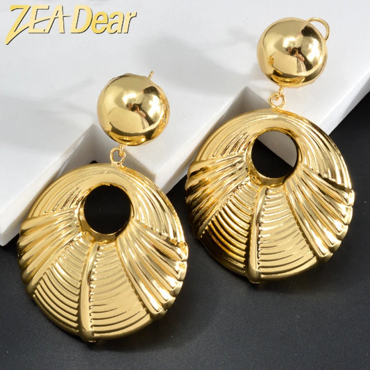 ZEADear Jewelry Large Round Hanging Earrings for Women Circle Ball Ear Drop Gold Color Jewellery Accessories Wedding Party Gift