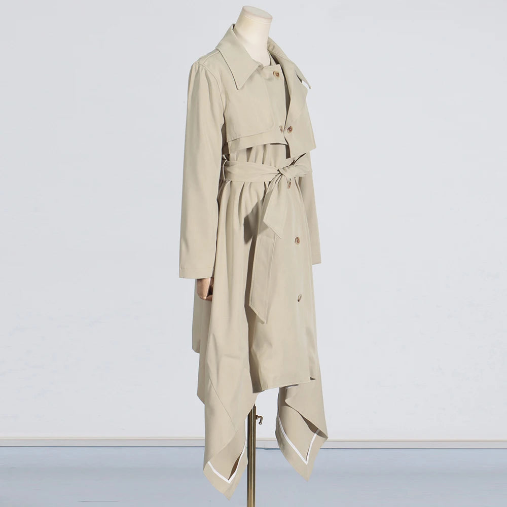 Elegant Asymmetrical Hem Trench Coat