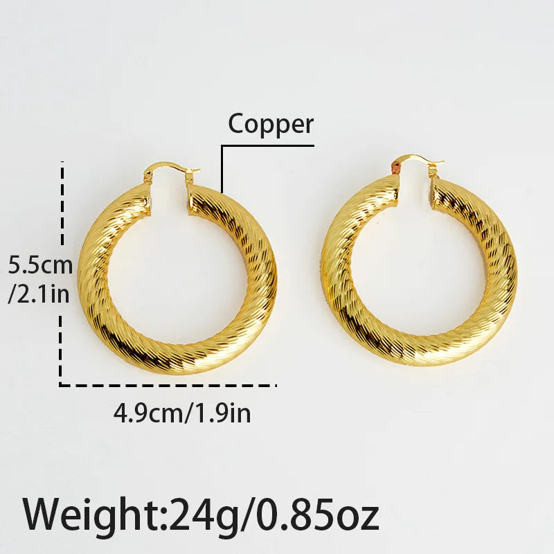 ZeaDear 65MM Big Circle Hoop Earring For Women Gold Plated Thick Large Drop Ear Jewelry For Dubai African Wedding Gift 2024 New