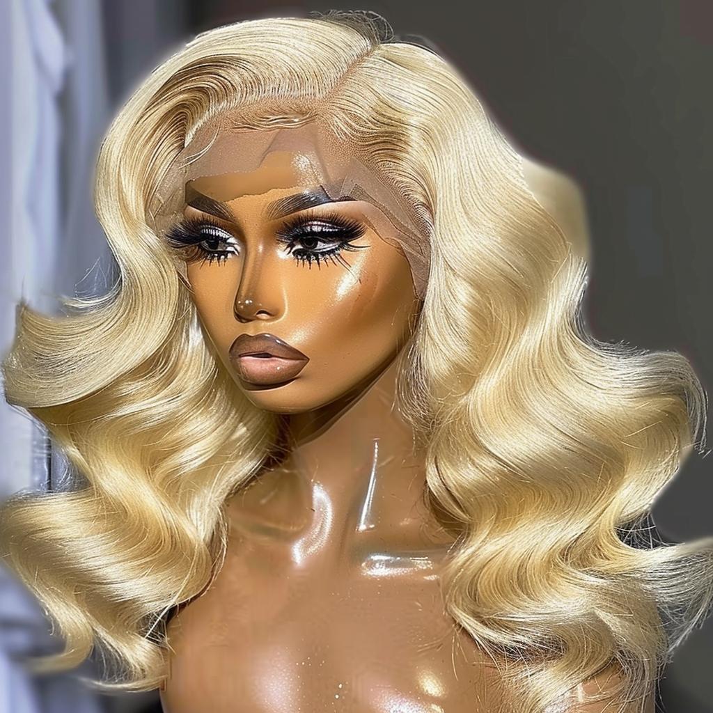 Ashley- Luxury Blonde Body Wave 13x4 Transparent Lace Front Wig Beautiful Wig Silky Trendy Bombshell 613 Wig