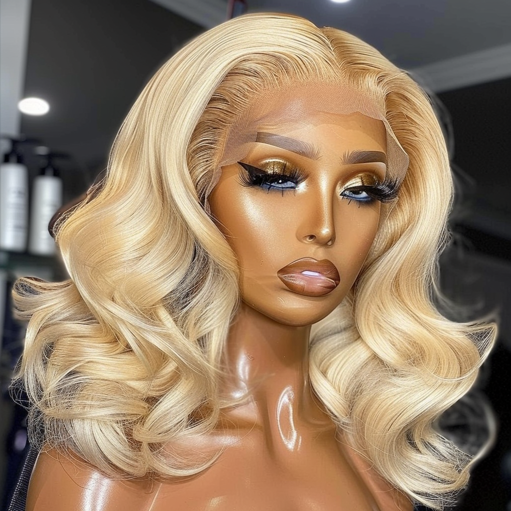 Ashley- Luxury Blonde Body Wave 13x4 Transparent Lace Front Wig Beautiful Wig Silky Trendy Bombshell 613 Wig