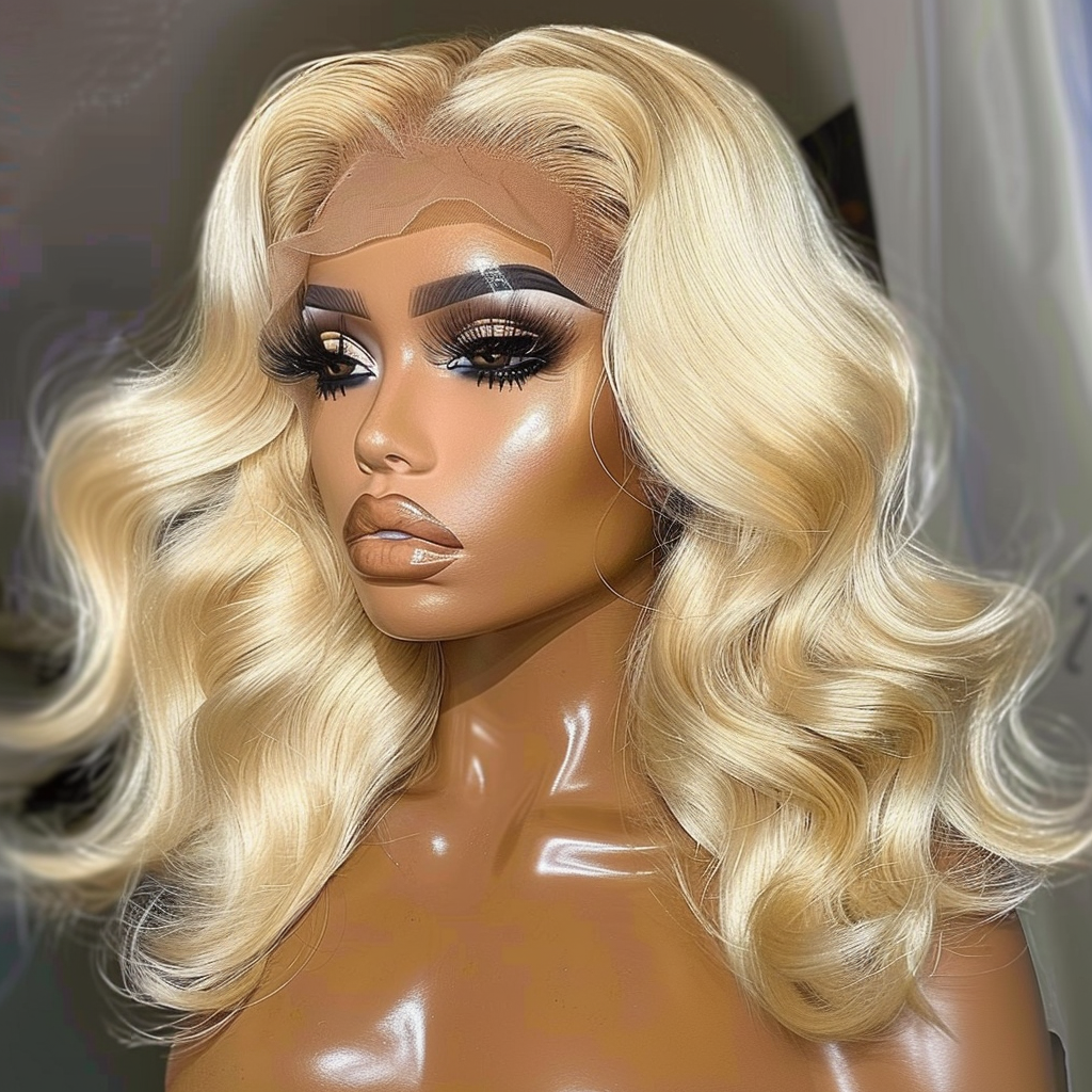 Ashley- Luxury Blonde Body Wave 13x4 Transparent Lace Front Wig Beautiful Wig Silky Trendy Bombshell 613 Wig