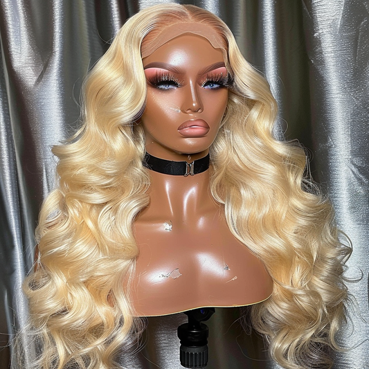 Ashley- Luxury Blonde Body Wave 13x4 Transparent Lace Front Wig Beautiful Wig Silky Trendy Bombshell 613 Wig