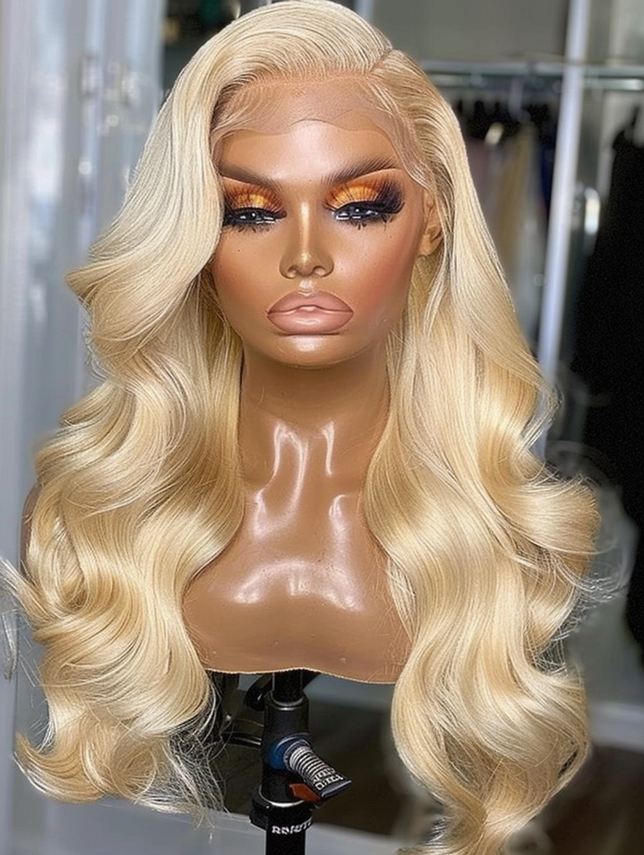 Ashley- Luxury Blonde Body Wave 13x4 Transparent Lace Front Wig Beautiful Wig Silky Trendy Bombshell 613 Wig