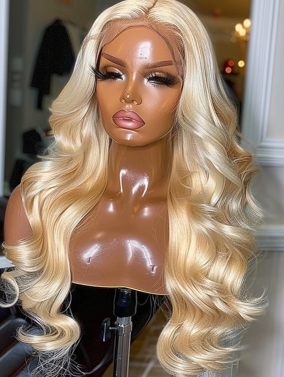 Ashley- Luxury Blonde Body Wave 13x4 Transparent Lace Front Wig Beautiful Wig Silky Trendy Bombshell 613 Wig