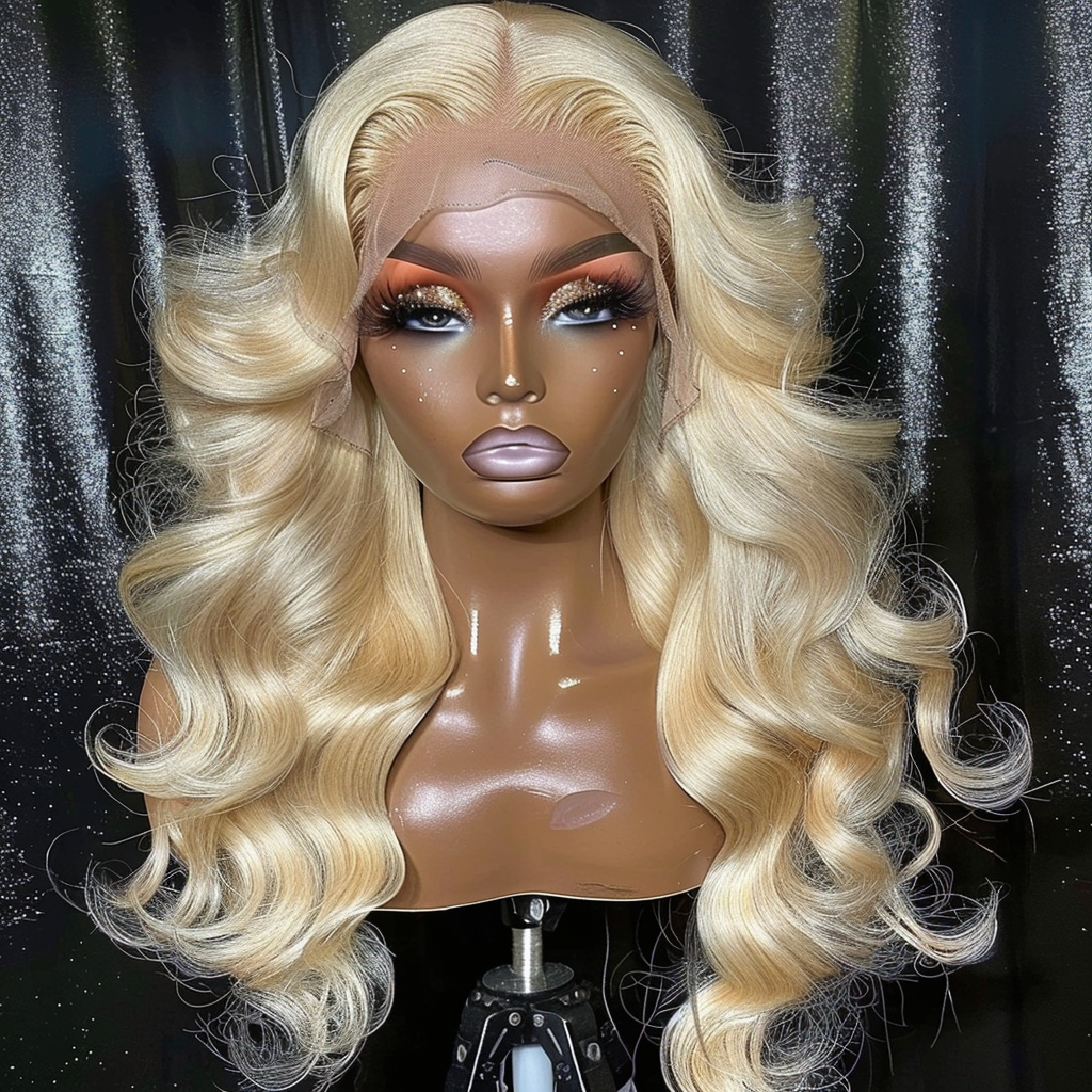 Ashley- Luxury Blonde Body Wave 13x4 Transparent Lace Front Wig Beautiful Wig Silky Trendy Bombshell 613 Wig