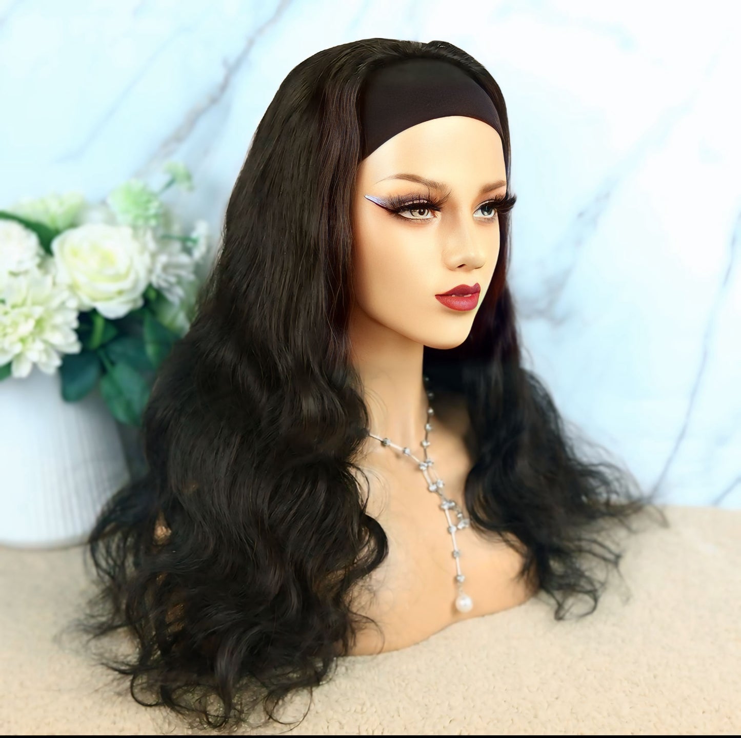 Allyson - Luxury Headband Wig Real Human Hair Pretty Everyday Wig Essential On-the-Go Ready-to-Wear Body Wave