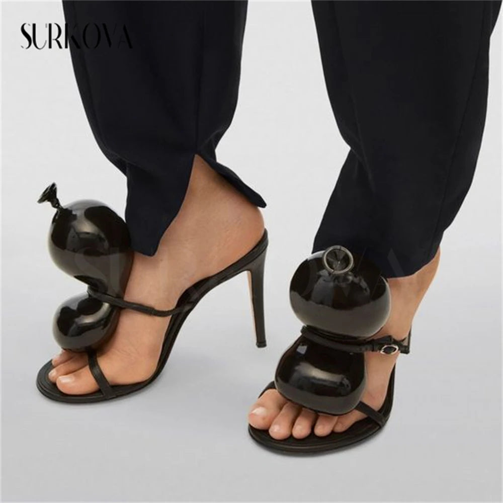 Red Balloon Fashion Sandals for Women Peep Toe High Heels Elegant 2023 Shoes Causal Buckle Strap Lady Outfit Luxury Chic Sandals