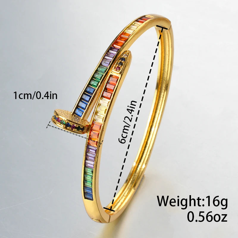 ZEADear Jewelry Unique Nail Head Cross Bangle Gold Silver Color Tennis Bracelet For Women Shiny Cubic Zirconia Hand Jewelry