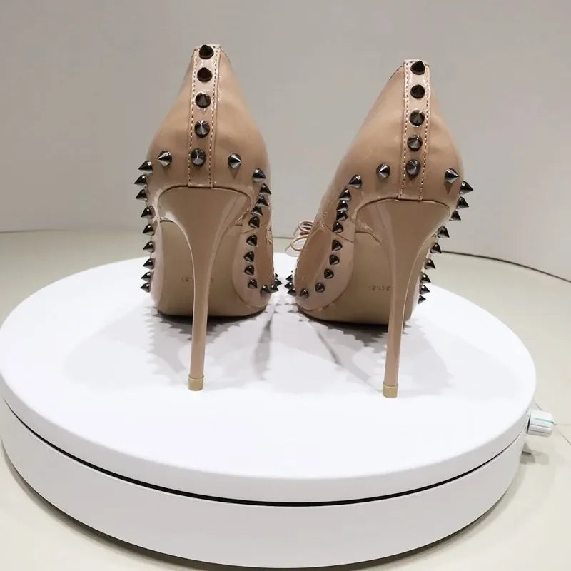 Heelgoo 2025 Newly 12cm 10cm 8cm Spikes Bow Women Sexy Pointy Toe High Heel Shoes Party Dress Stiletto Pumps Plus Size 33-46