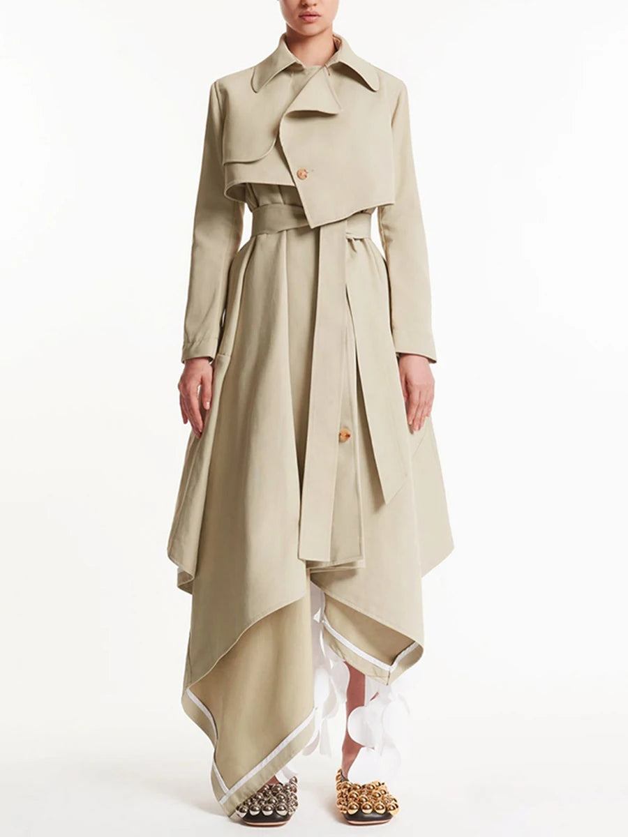 Elegant Asymmetrical Hem Trench Coat