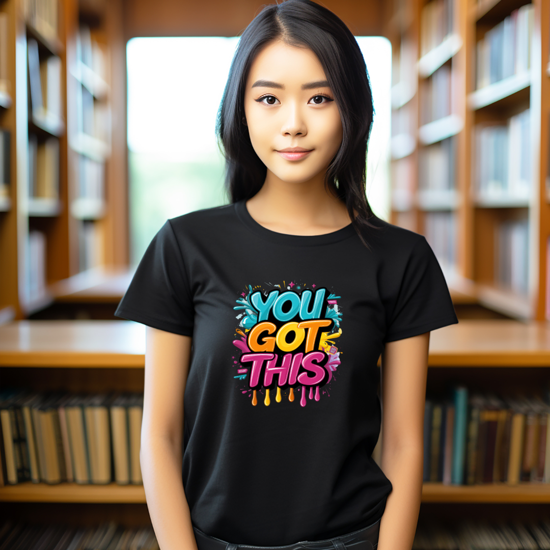 "You Got This" Colorful Black Tee Shirt image 1