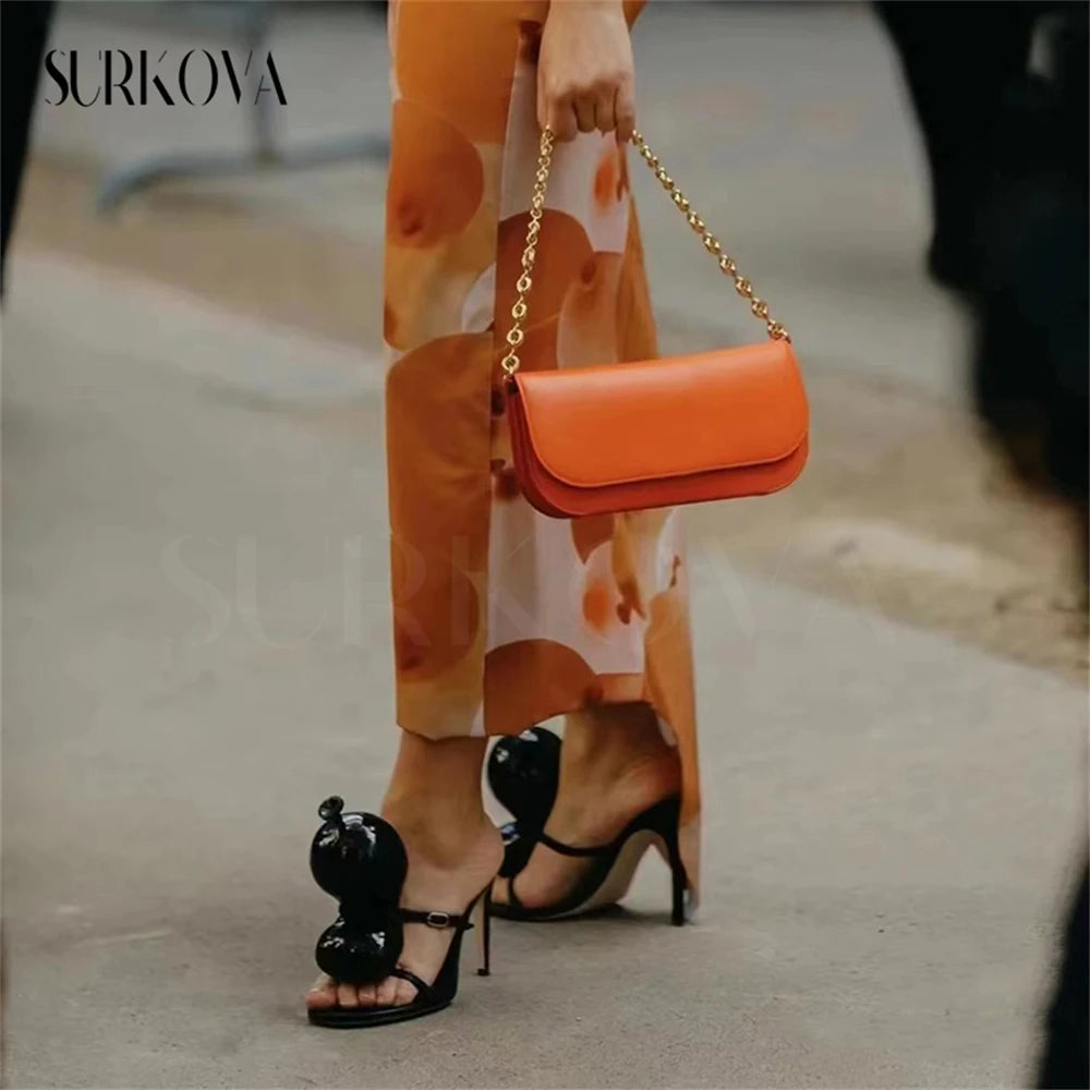 Red Balloon Fashion Sandals for Women Peep Toe High Heels Elegant 2023 Shoes Causal Buckle Strap Lady Outfit Luxury Chic Sandals