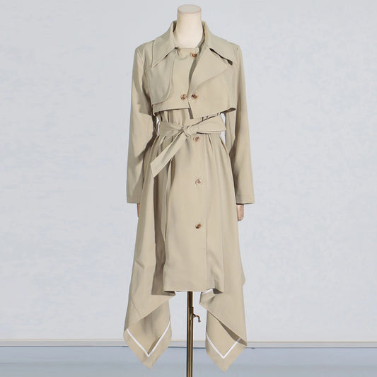 Elegant Asymmetrical Hem Trench Coat